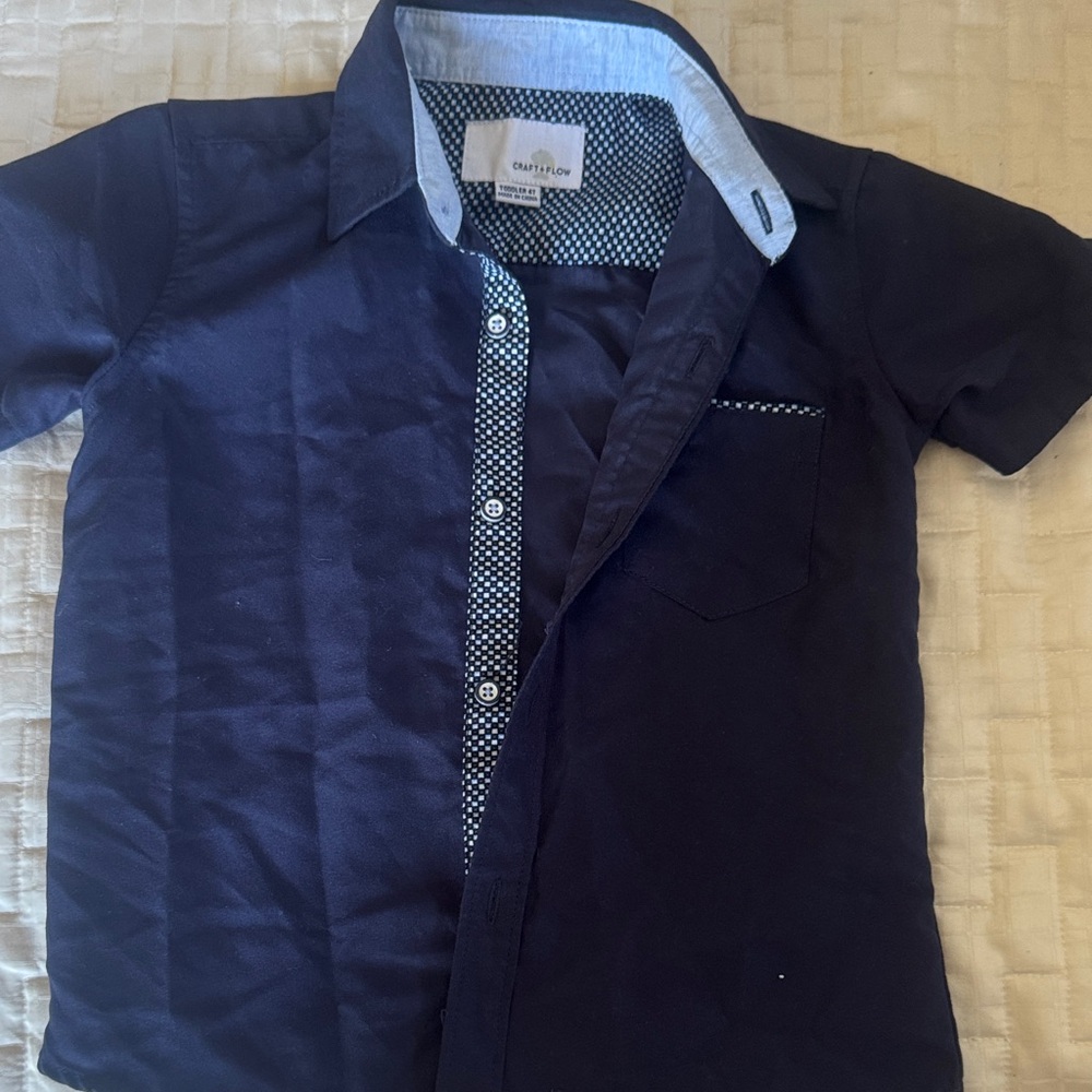 Navy Button Down Shirt for Kids